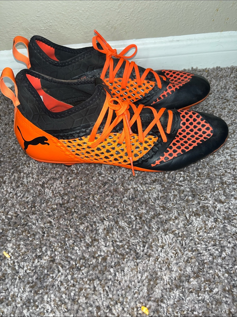 Puma Men’s Orange and Black Athletic Soccer Shoes